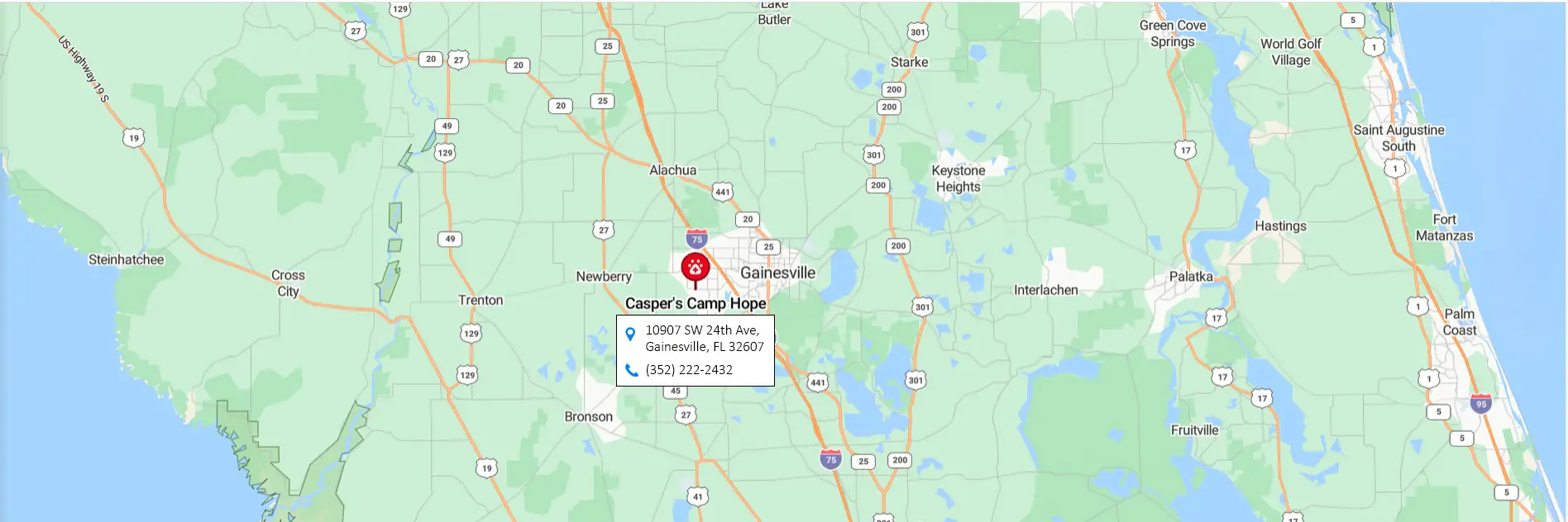 Map Caspers Camp Hope, Gainsville, FL
